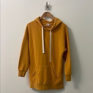 Mustard Yellow Hoodie with White Drawstrings